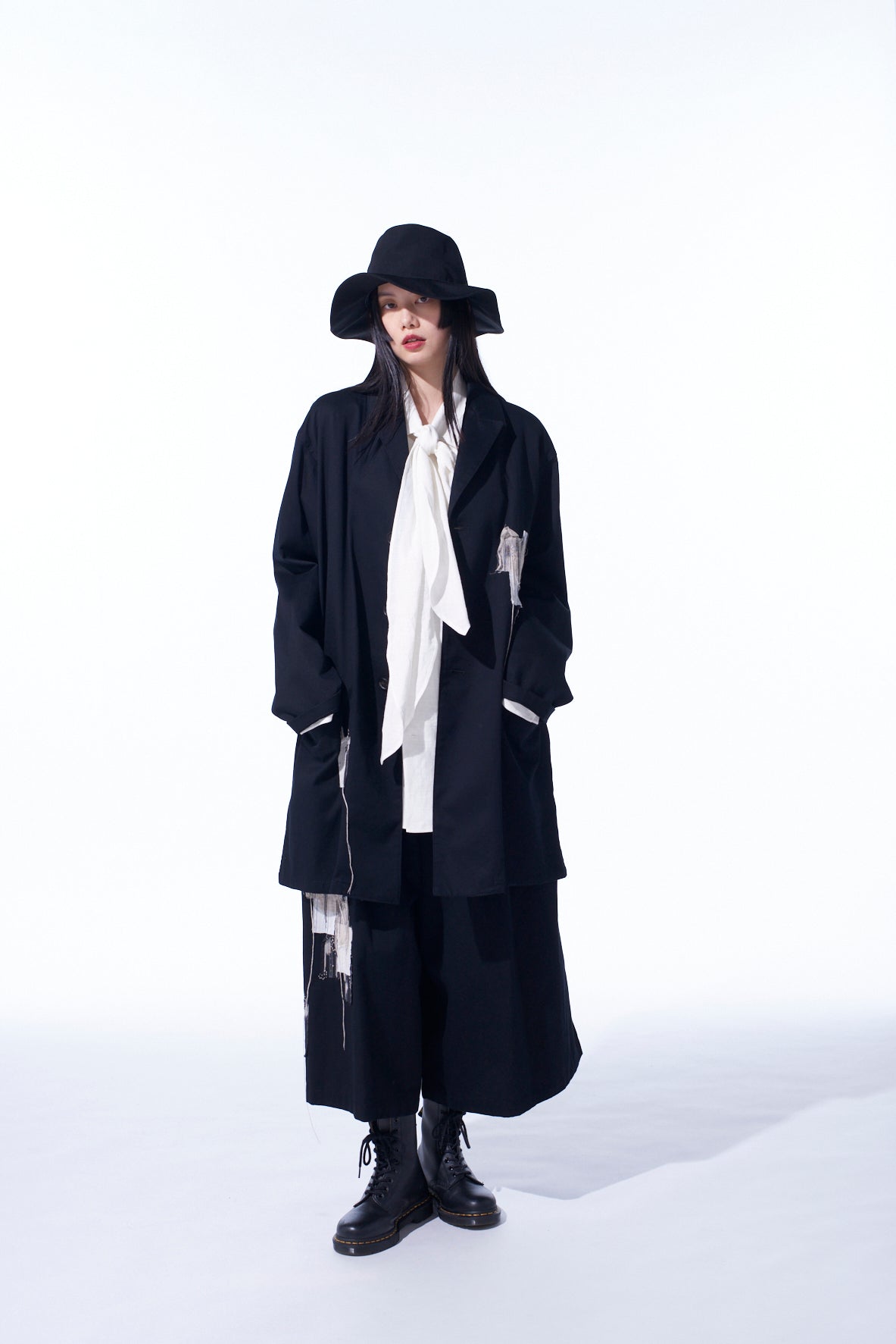 COTTON TWILL "BORO"APPLIQUE LONG JACKET