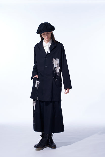 COTTON TWILL "BORO"APPLIQUE LONG JACKET