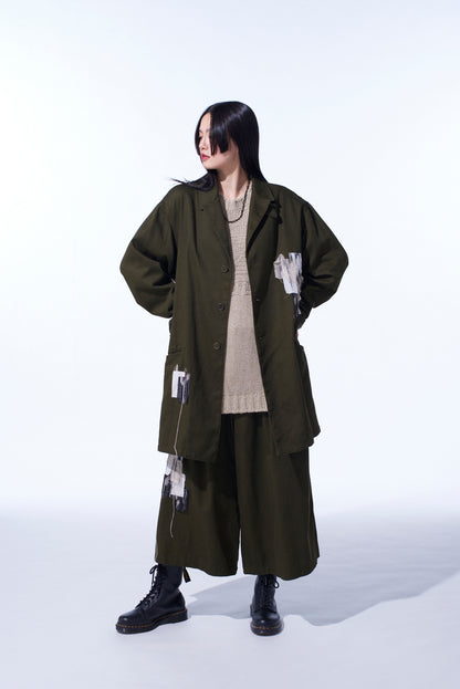 COTTON DRILL "BORO"APPLIQUE LONG JACKET