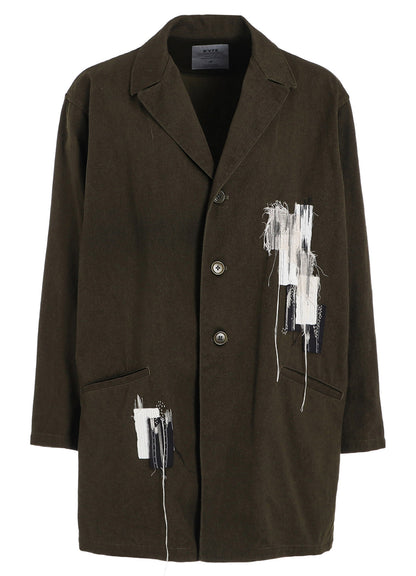 COTTON DRILL "BORO"APPLIQUE LONG JACKET