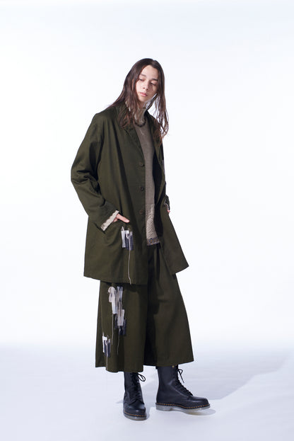 COTTON DRILL "BORO"APPLIQUE LONG JACKET