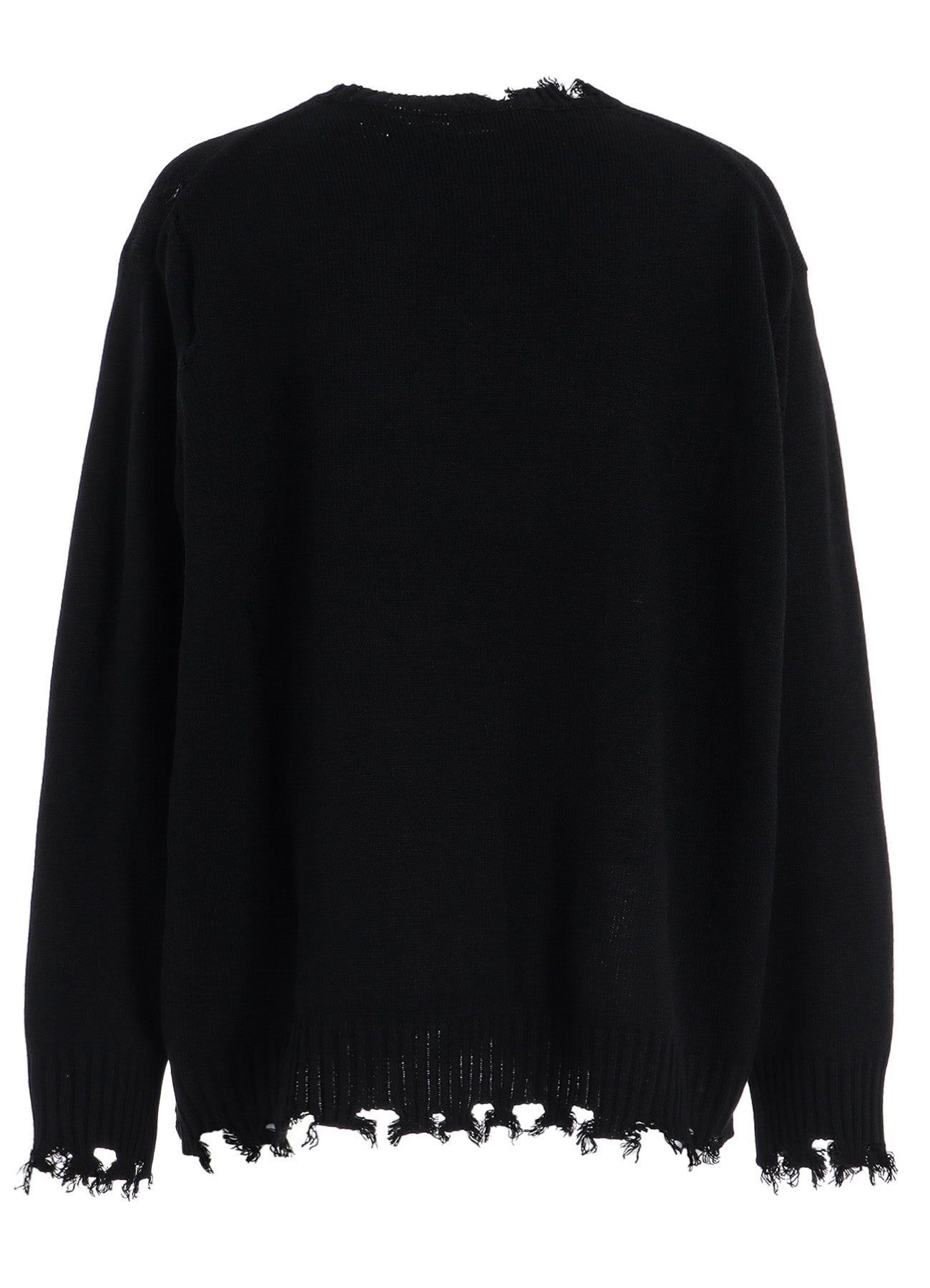 7G BULKY WOOL DAMAGE ROUND NECK PULLOVER