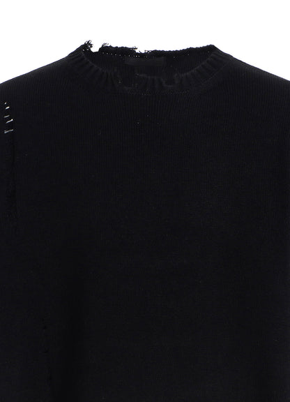 7G BULKY WOOL DAMAGE ROUND NECK PULLOVER