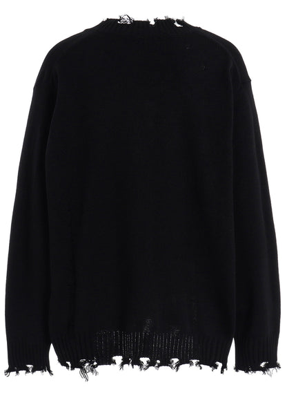 7G BULKY WOOL DAMAGE V NECK PULLOVER