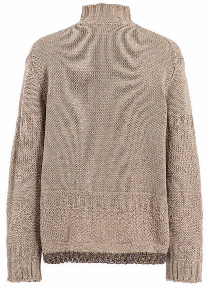 BULKY WOOL LYNX HIGH NECK KNIT