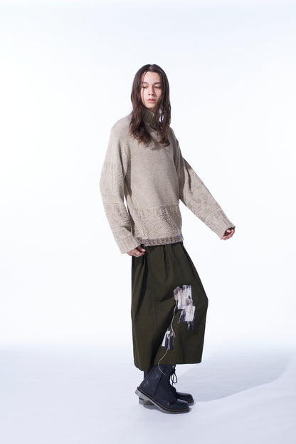 BULKY WOOL LYNX HIGH NECK KNIT