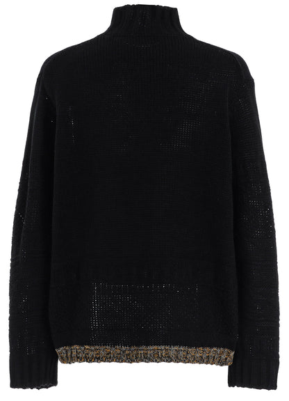 BULKY WOOL LYNX HIGH NECK KNIT