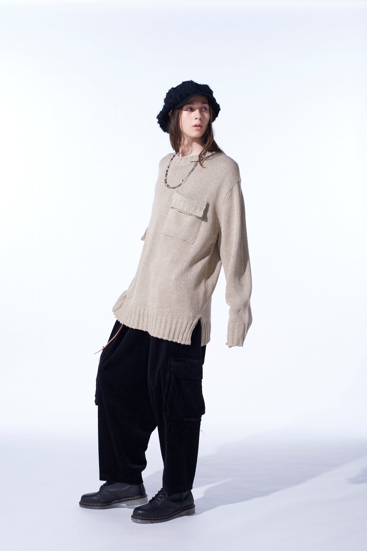 BULKY WOOL BIG POCKET PULLOVER