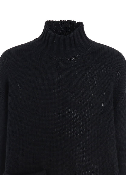 BULKY WOOL BIG POCKET HIGH NECK KNIT