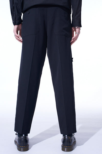 PE/GABARDINE ZIPPER-TAPED SLIM PANTS