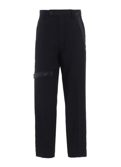 PE/GABARDINE ZIPPER-TAPED SLIM PANTS