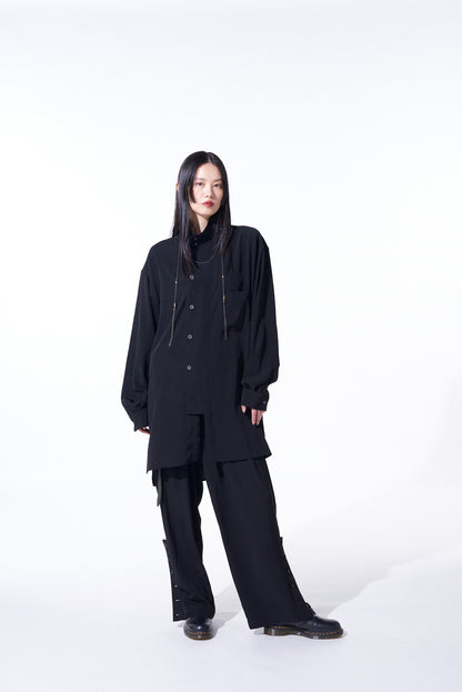 CREPE de CHINE BUTTON-SLIT PANTS