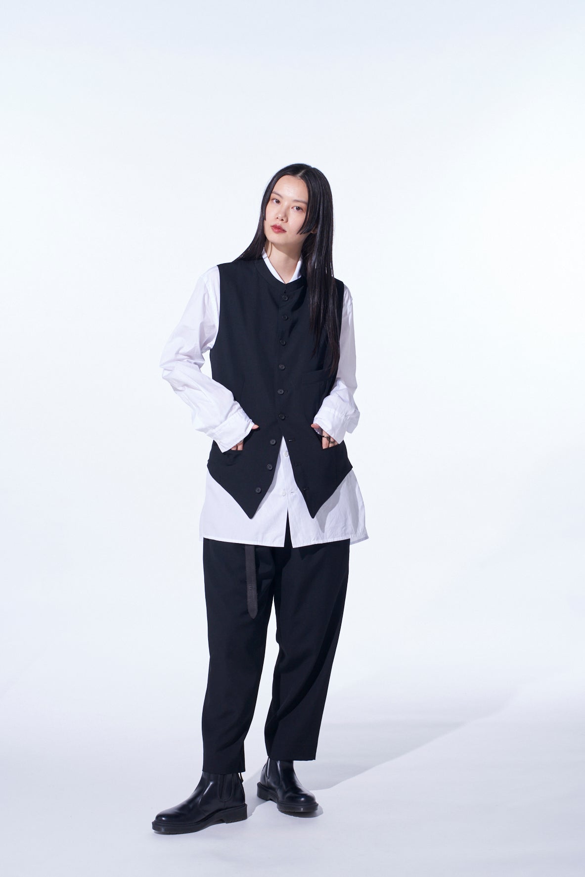 WASHER WOOL GABARDINE 2-TUCK WIDE PANT