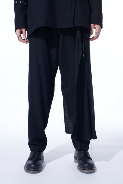 WOOL VIYELLA PLEATED WRAP PANTS