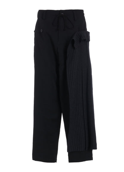 WASHER WOOL GABARDINE PLEATED WRAP PANTS