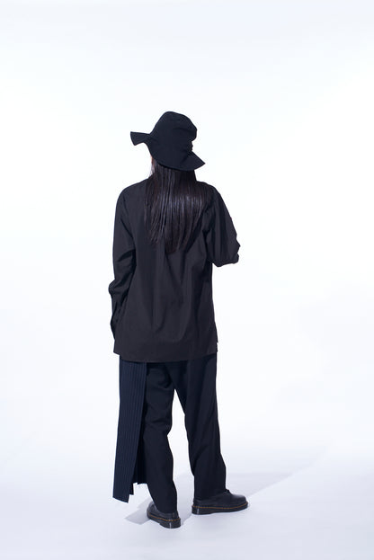 WASHER WOOL GABARDINE PLEATED WRAP PANTS