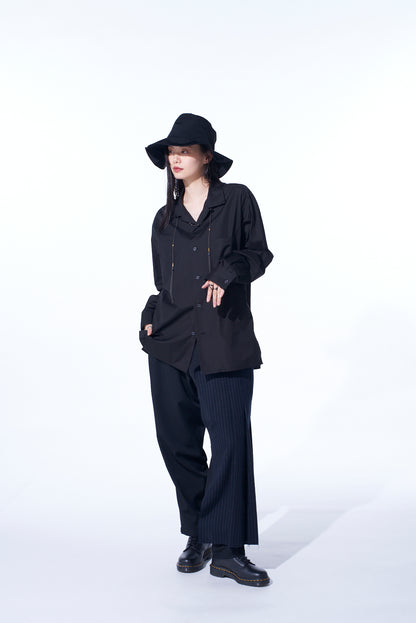 WASHER WOOL GABARDINE PLEATED WRAP PANTS