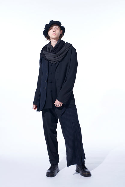 WASHER WOOL GABARDINE PLEATED WRAP PANTS