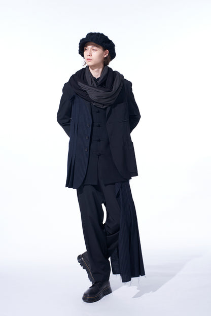 WASHER WOOL GABARDINE PLEATED WRAP PANTS