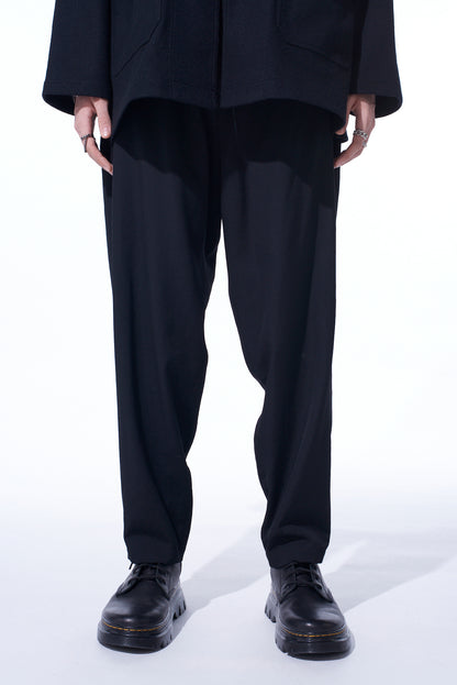 WASHER WOOL GABARDINE PLEATED WRAP PANTS