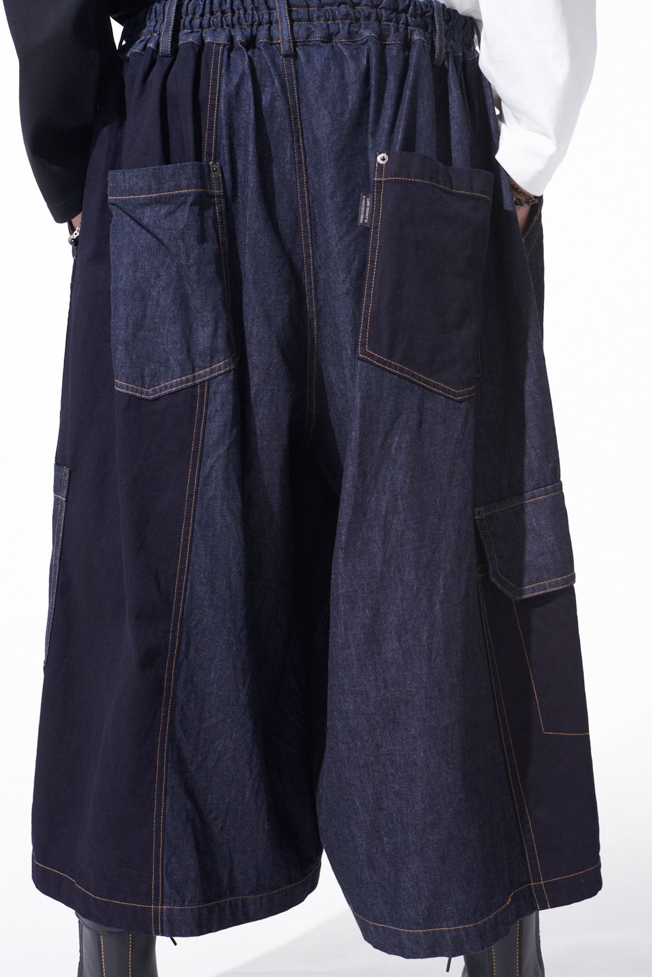 7OZ DENIM CRAZY PATCHWORK CULOTTE PANTS