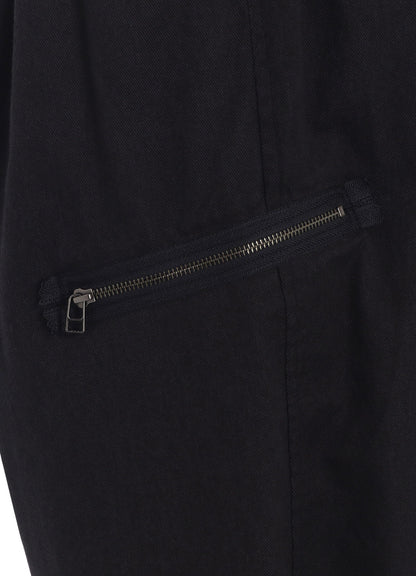 COTTON DRILL ZIPPER POCKET BALLOON PANTS