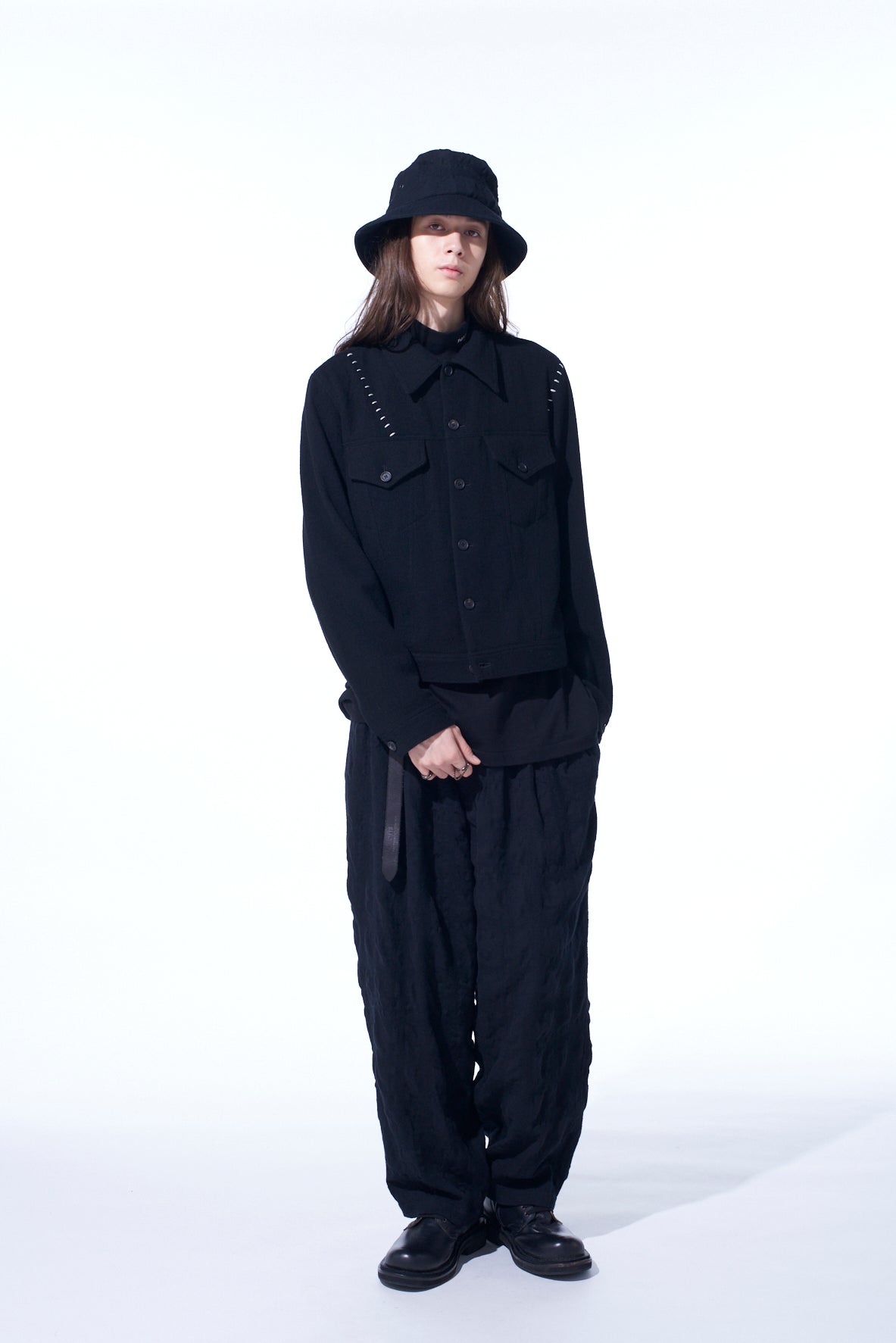 FULLING FINISHED SHADOW CHECK 3-TUCK WIDE TROUSERS – THE SHOP YOHJI YAMAMOTO