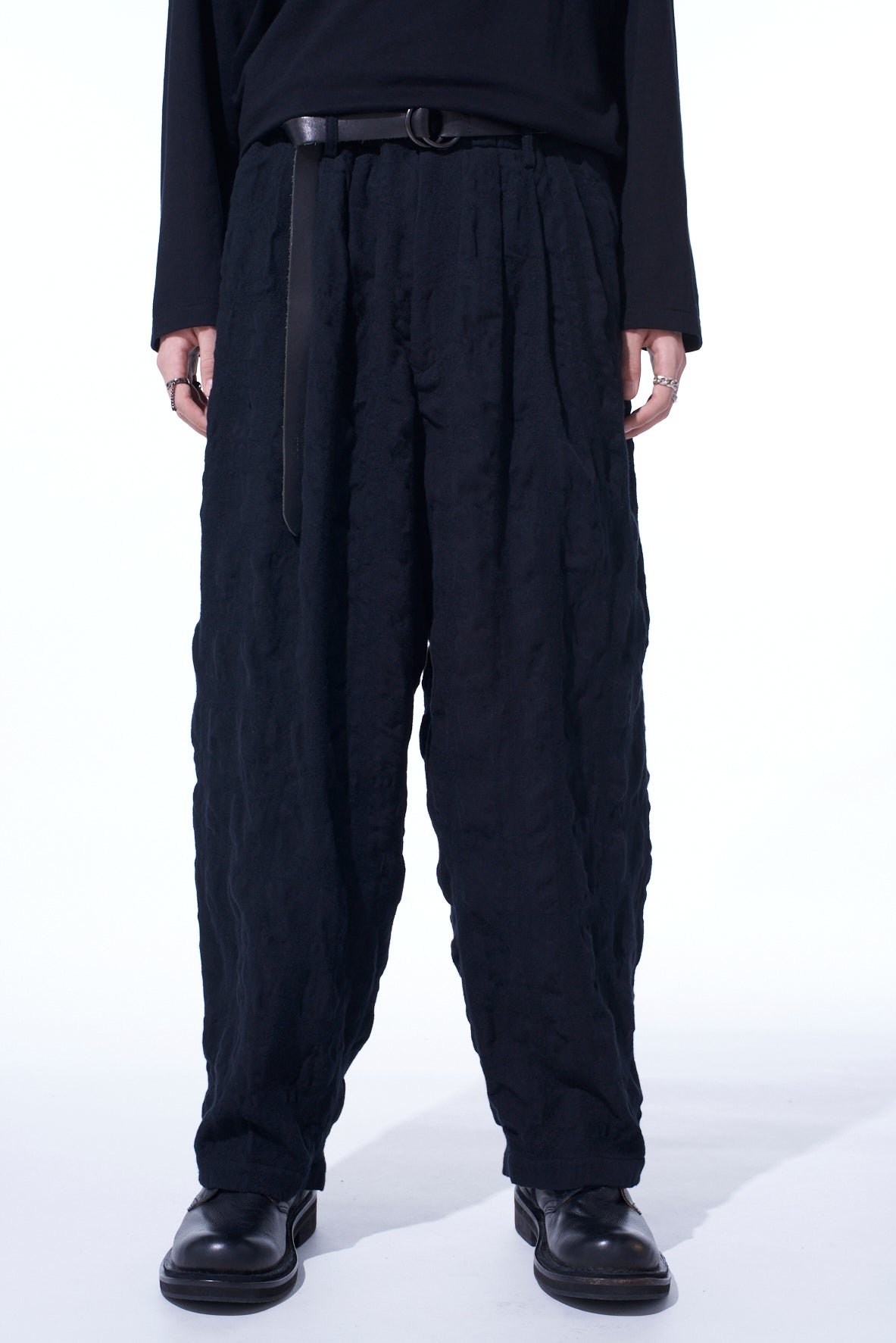 FULLING FINISHED SHADOW CHECK 3-TUCK WIDE TROUSERS – THE SHOP YOHJI YAMAMOTO