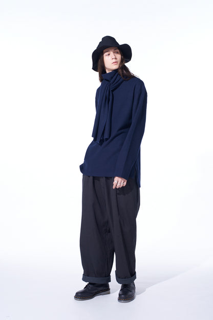 COTTON DRILL DRAWSTRING WIDE PANTS