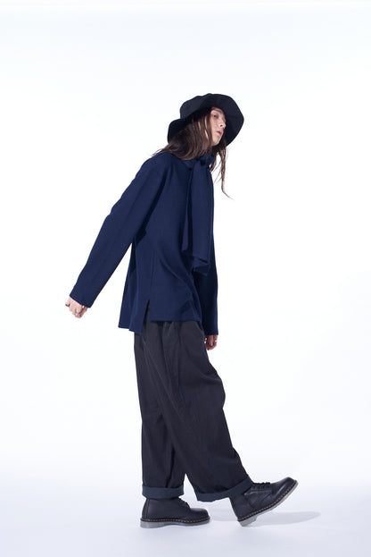 COTTON DRILL DRAWSTRING WIDE PANTS