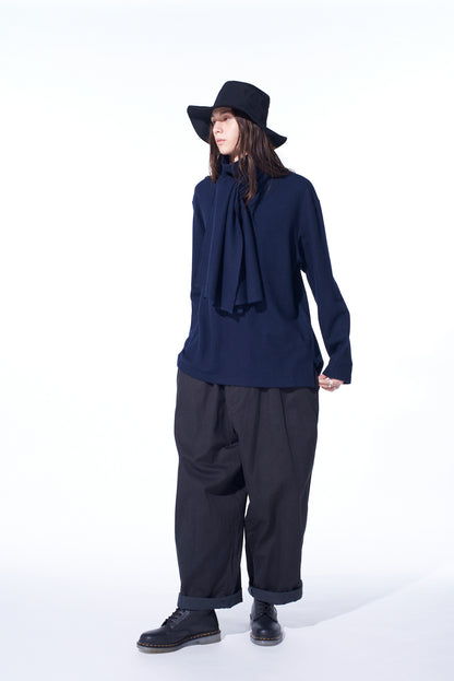 COTTON DRILL DRAWSTRING WIDE PANTS