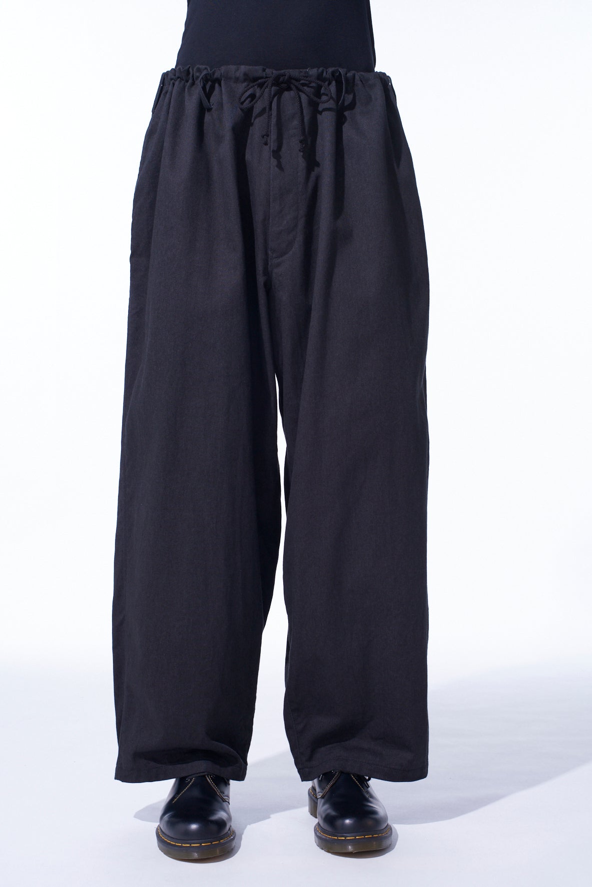 COTTON DRILL DRAWSTRING WIDE PANTS