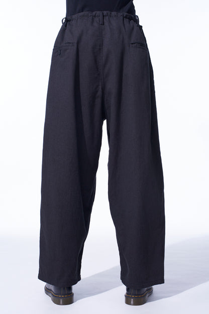 COTTON DRILL DRAWSTRING WIDE PANTS