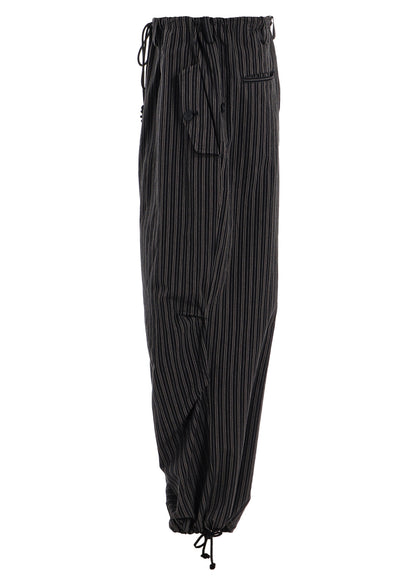 OVERDYED STRIPES KNEE TUCK WIDE PANTS