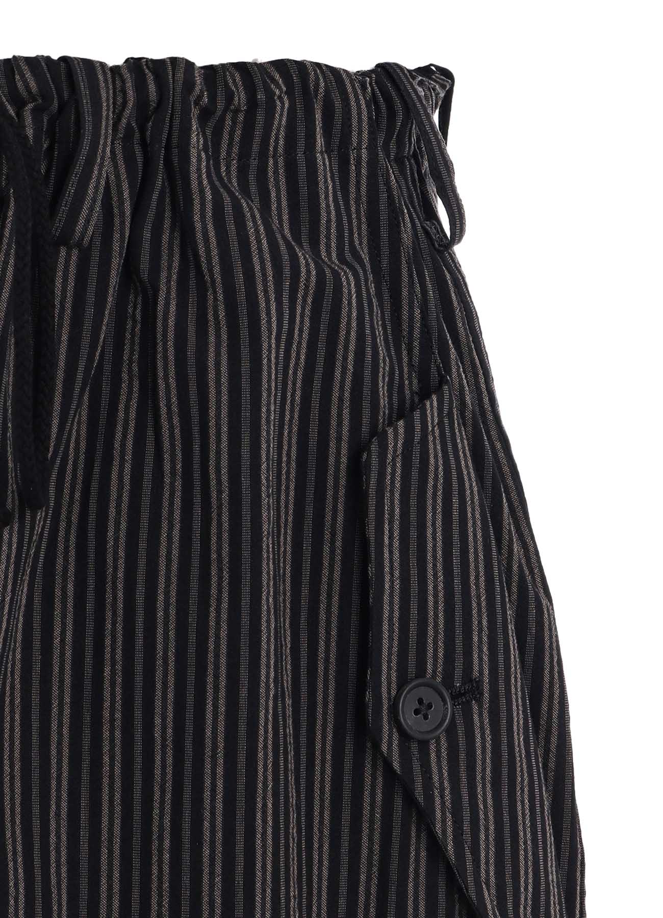 OVERDYED STRIPES KNEE TUCK WIDE PANTS