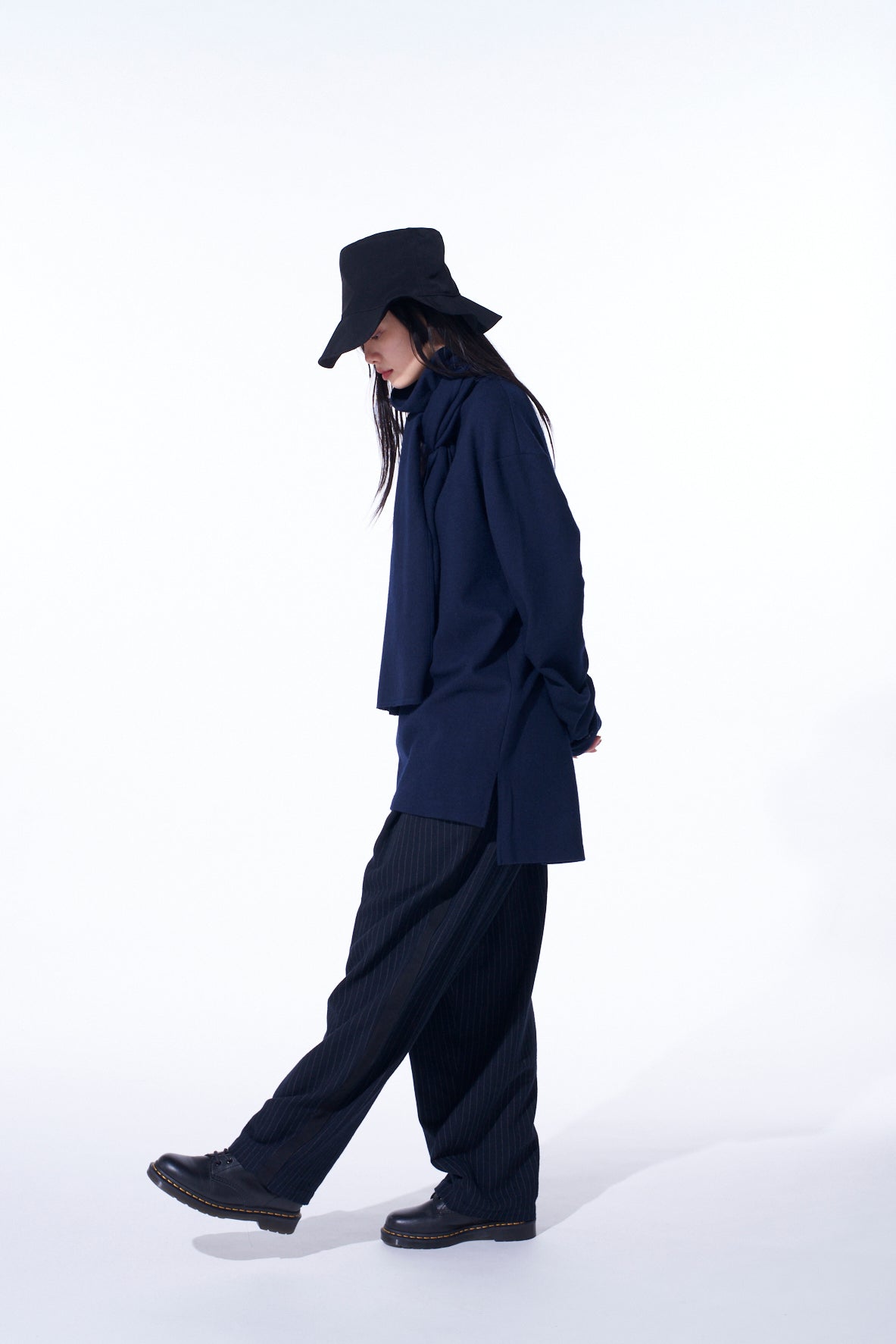 CHAMBRAY VIYELLA STRIPED WIDE TROUSERS WITH SIDE TAPE