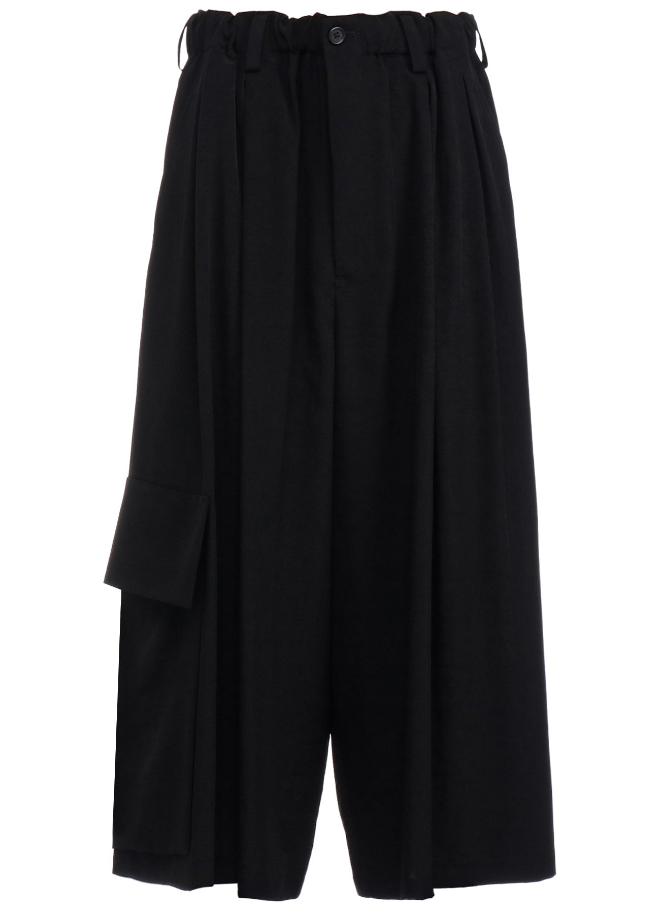 CREPE de CHINE CROPPED WIDE PANTS WITH GUSSETED FLAP POCKET