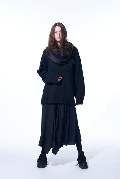 WASHER WOOL GABARDINE PLEATED SKIRT