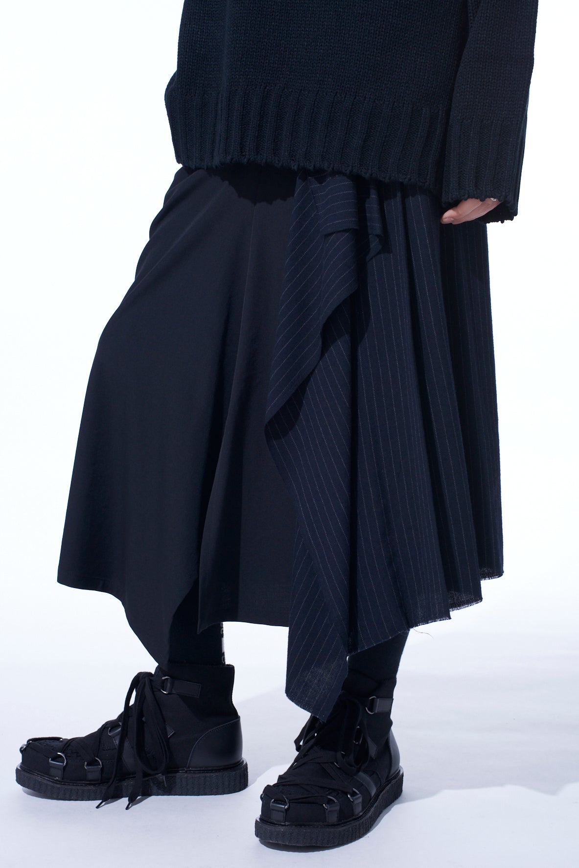 WASHER WOOL GABARDINE PLEATED SKIRT