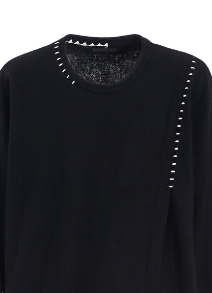 AIRY JERSEY BLIND STITCH LAYERED LONG-SLEEVE T-SHIRT