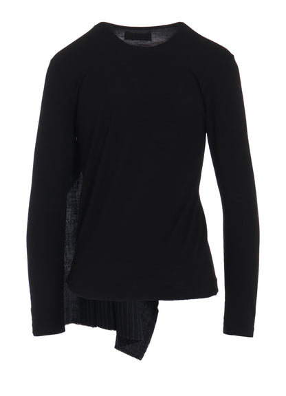 RAYON JERSEY LONG-SLEEVED T-SHIRT WITH PLEATED STRIPES FABRIC