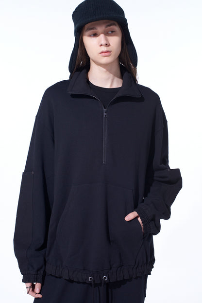 FRENCH TERRY PATCH DESIGN HIGH NECK PULLOVER