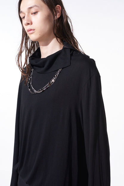 RAYON JERSEY HIGH NECK LONG-SLEEVED T-SHIRT