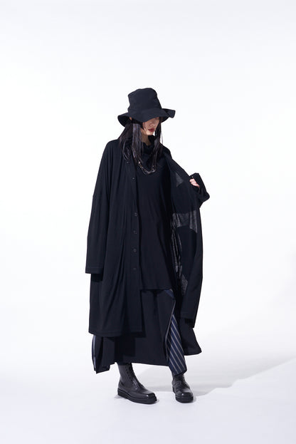 RAYON JERSEY COLLARLESS LONG CARDIGAN