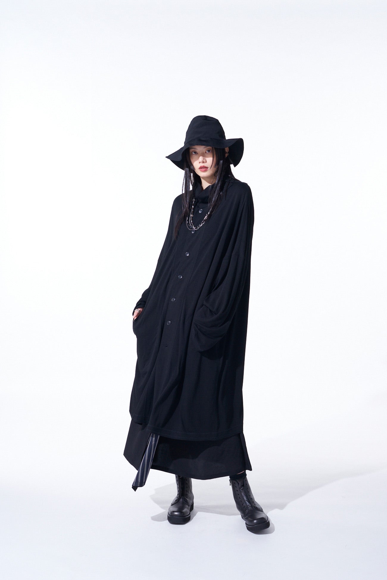 RAYON JERSEY COLLARLESS LONG CARDIGAN