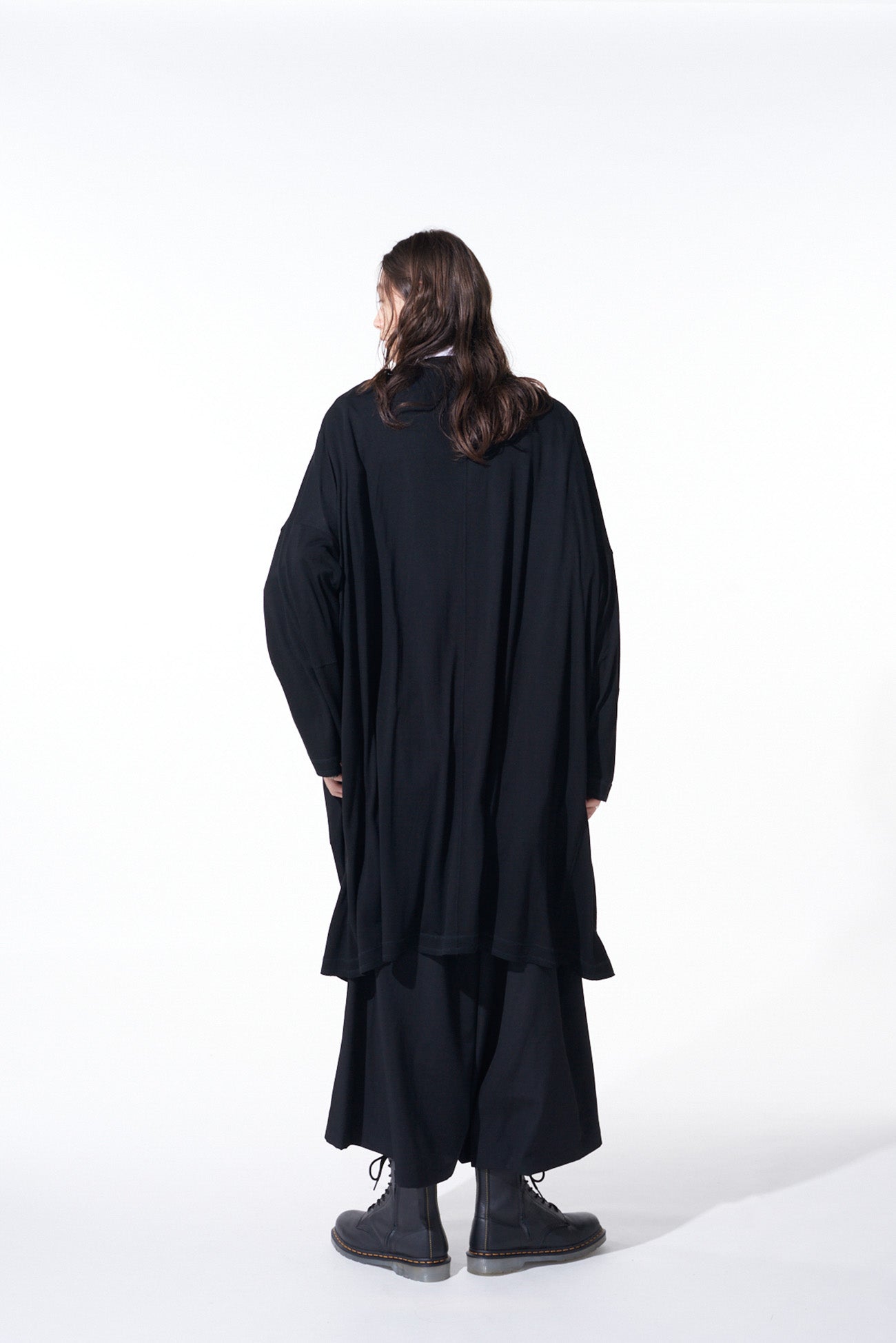 RAYON JERSEY COLLARLESS LONG CARDIGAN