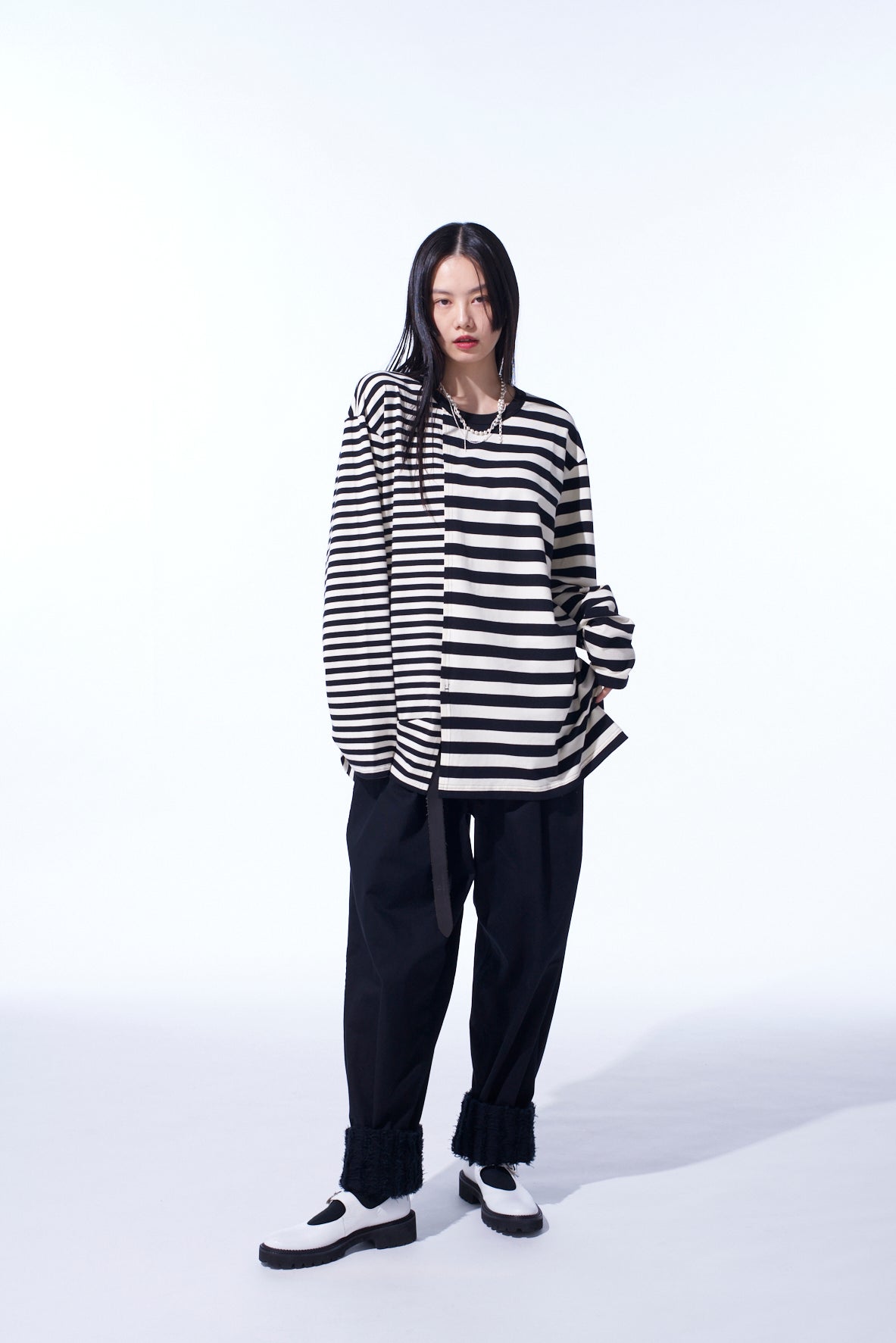 THIN STRIPE + THICK STRIPE SHIFTING LONG SLEEVE T-SHIRT