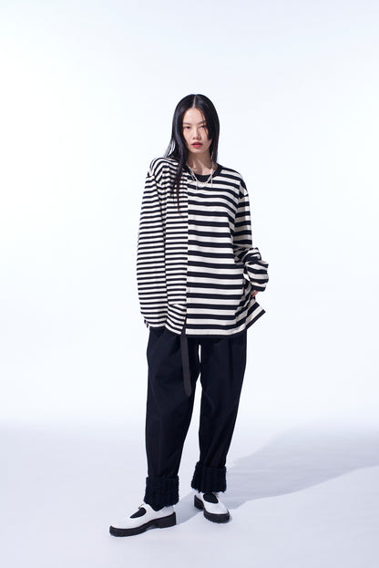 THIN STRIPE + THICK STRIPE SHIFTING LONG SLEEVE T-SHIRT