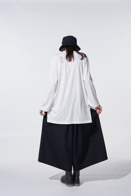 SOFT JERSEY "BORO"APPLIQUE SIDE SLIT LONG-SLEEVED T-SHIRT