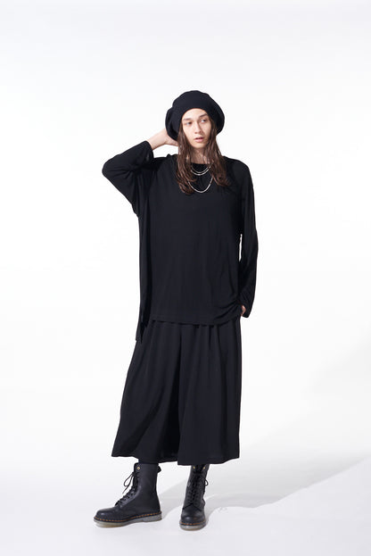 RAYON JERSEY SIDE SLIT LONG-SLEEVED T-SHIRT